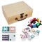 WE Games Mexican Train Dominoes with Wooden Treasure Box - White Tiles with Colored Pips - Thick Size